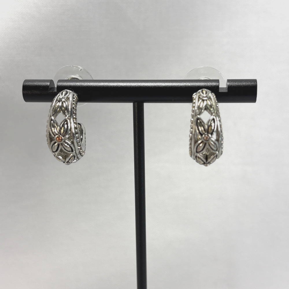 Brighton Silver Plated Filigree Hoop Earrings